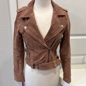 EUC Blank NYC Mocha Suede Moto Jacket
